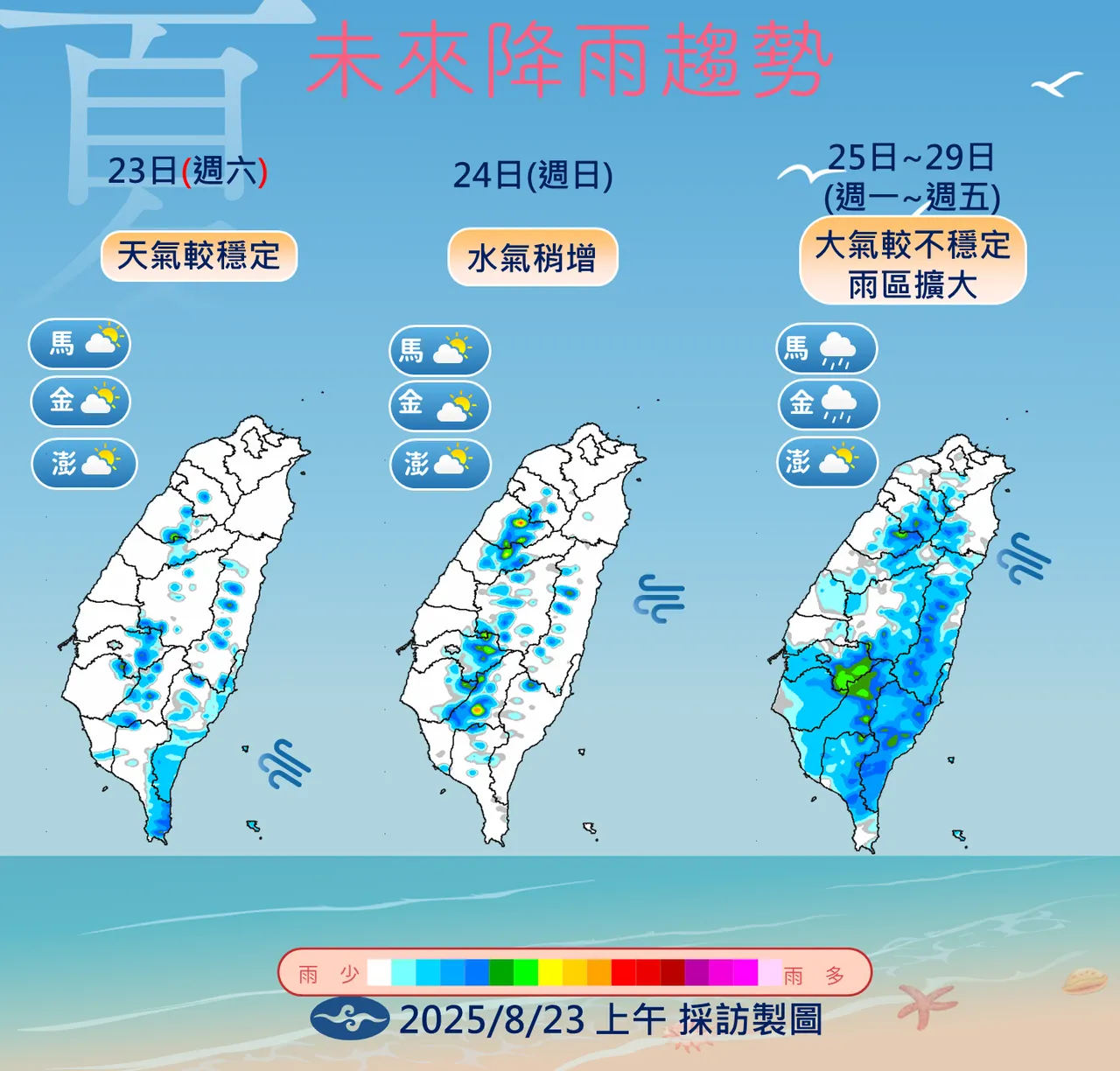 未來降雨趨勢。氣象署提供