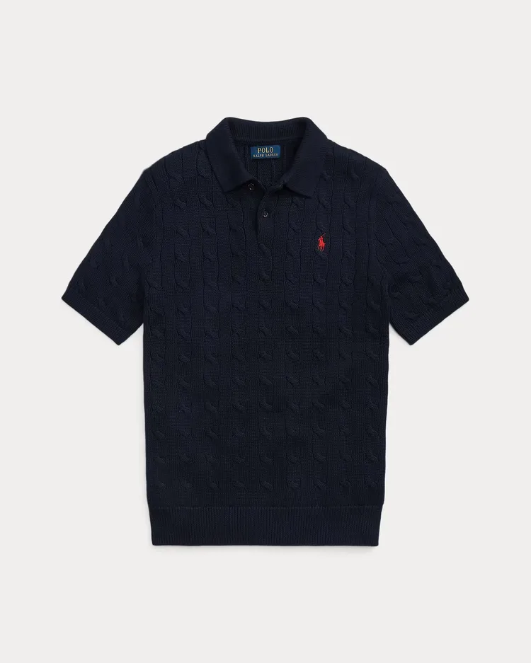 RALPH LAUREN麻花針織純棉Polo領毛衣，5280元。品牌提供