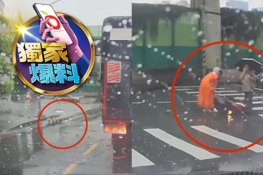 獨家爆料|無人推車路上跑!雨衣騎士衰被擊落 「兇手」竟是黑貓宅配