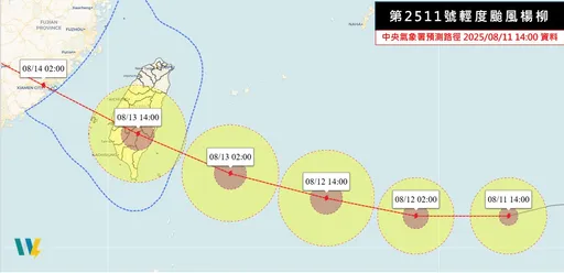 楊柳颱風將增強!專家估「台東登陸、雲嘉出海」 強降雨高風險區曝光