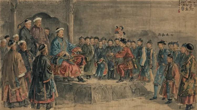 外邦向中國皇帝進貢。AI生成示意圖