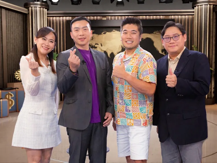 主持人徐敏華（左起）、易遊網總經理陳志豪、蓋瑞哥、林氏璧。節目提供