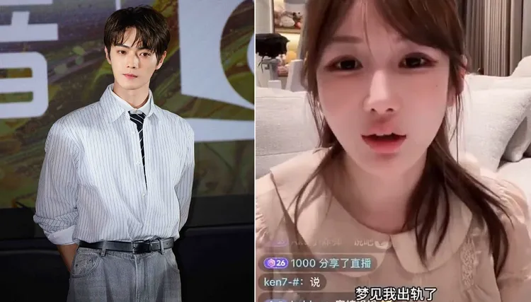 網紅前女友大金最近開直播，又控訴交往時許凱打她。左圖翻攝歡娛影視微博，右圖翻攝大金直播