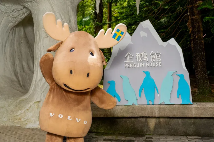 企鵝館內外新設的展區以 VOLVO 吉祥物 MILU 與企鵝為主題。業者提供