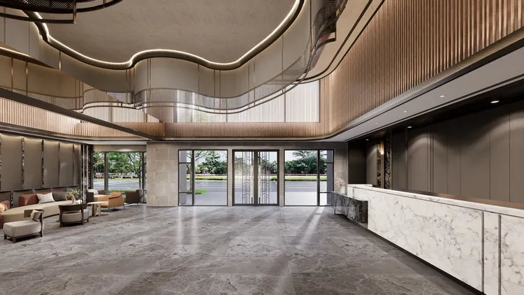 建案公設著重實用性，規劃有門廳、咖啡吧、會議室、健身房等。欣雄建設提供