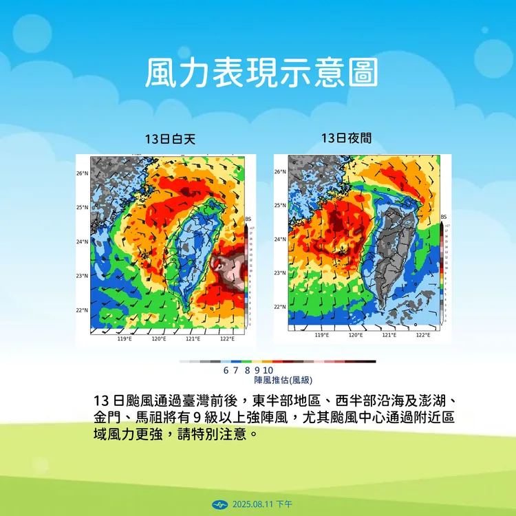 風力示意圖。氣象署提供
