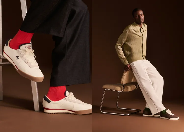 AURA運動鞋採用柔軟羊絨麂皮材質，向70年代運動休閒致敬。品牌提供