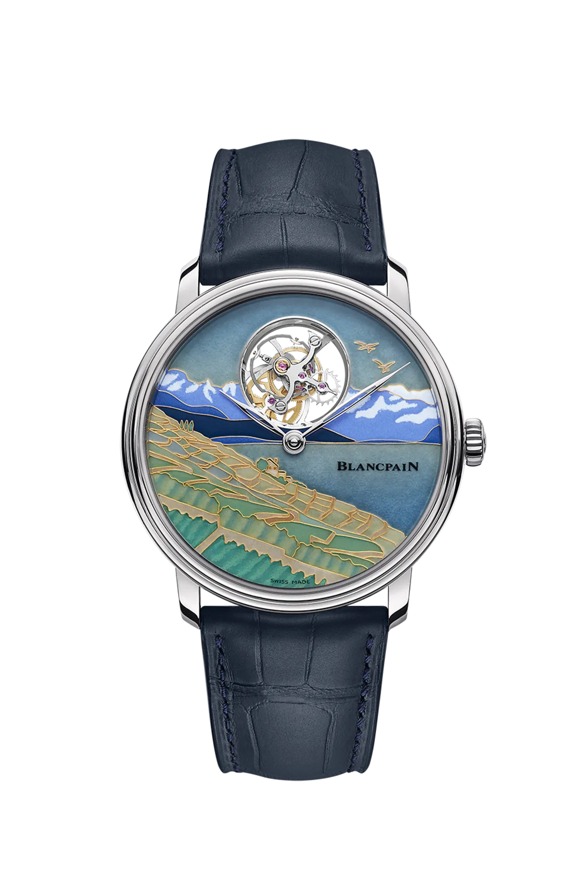 Blancpain Métiers d’Art 12日動力儲存一分鐘飛行陀飛輪腕錶。品牌提供