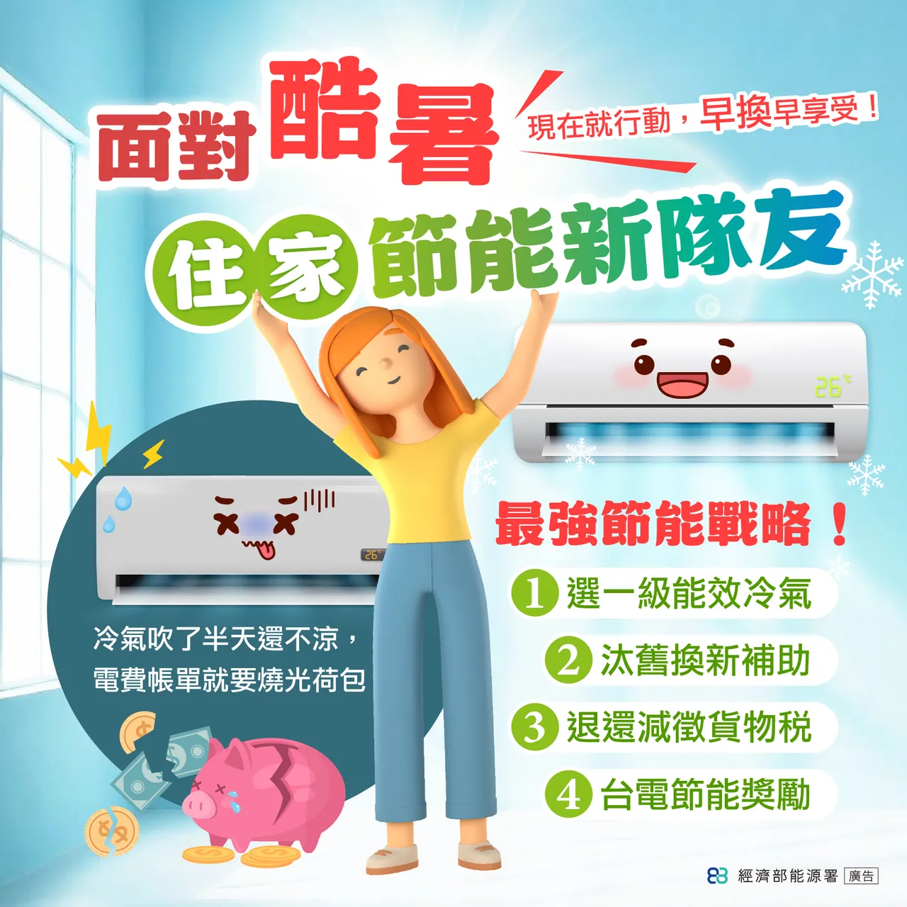 冷气汰旧换新最多可以领5000元。翻摄自经济部能源署脸书