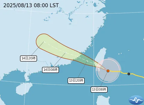 楊柳颱風來勢洶洶，今午將從台東登陸。氣象署提供