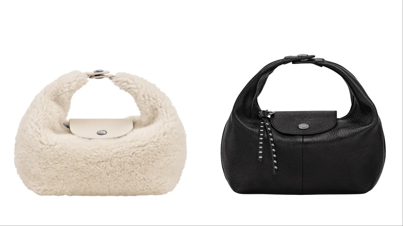LONGCHAMP LE PLIAGE系列羊羔皮手提包(左)2万300、LE PLIAGE系列黑色手提包(右)1万7200元。品牌提供