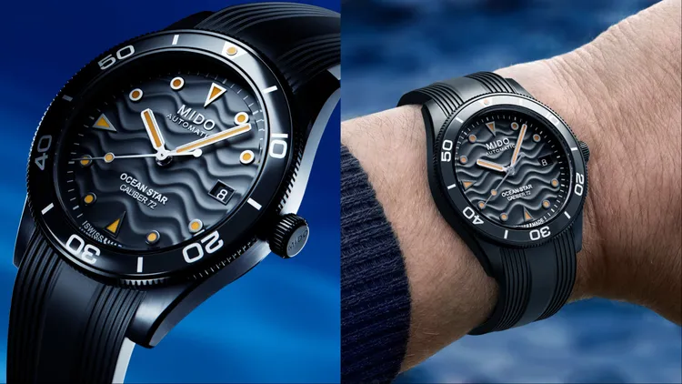 黑色浮雕波紋錶盤設計靈感源自深邃海床。品牌提供