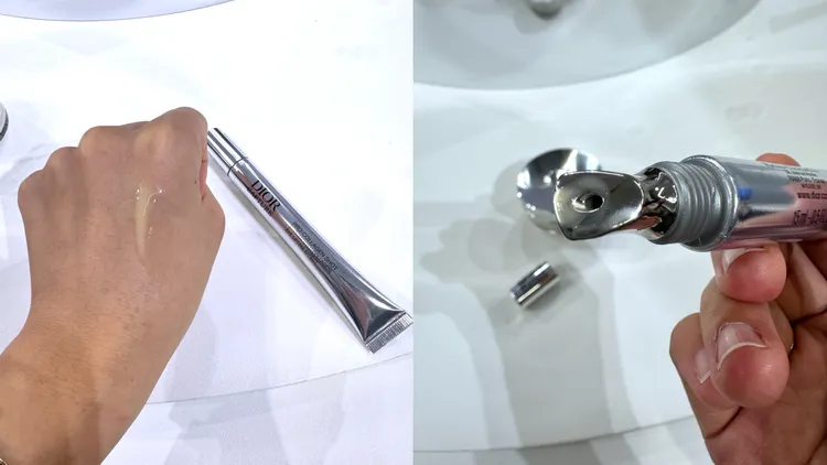 Dior逆時活氧亮眼膠原筆擁有獨家專利的「冰鎮按摩頭」。張家玲攝