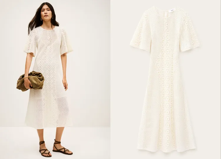 ba&sh純淨白MOOD寬袖長洋裝，1萬5720元。品牌提供