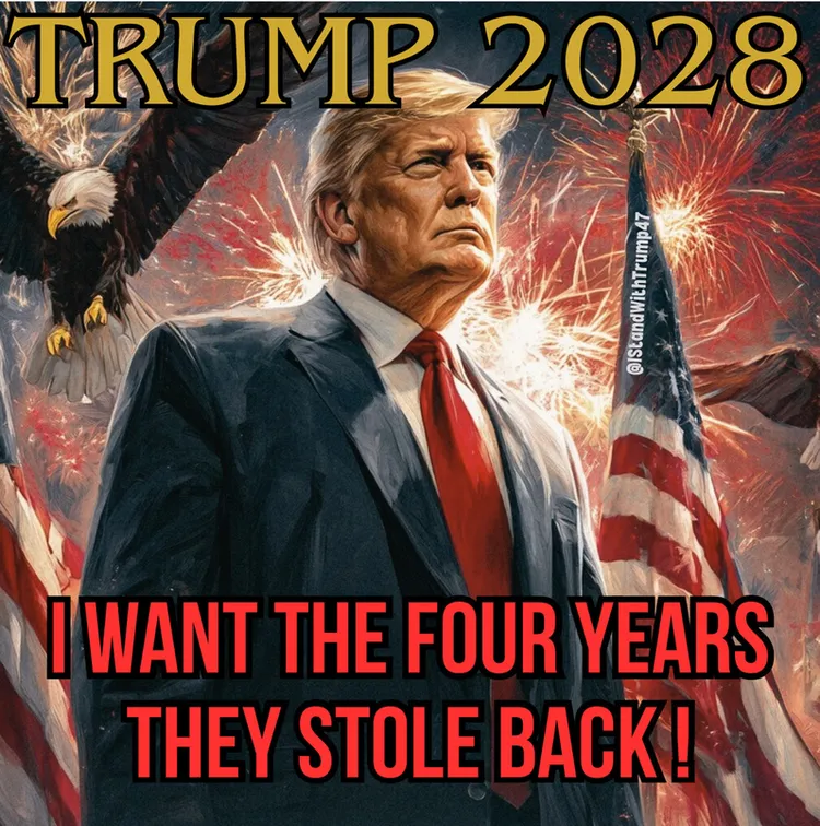 川普的粉絲宣稱，他是為了取回被前總統拜登「偷走」的4年任期。翻攝Truth Social@IStandWithDonldTrump