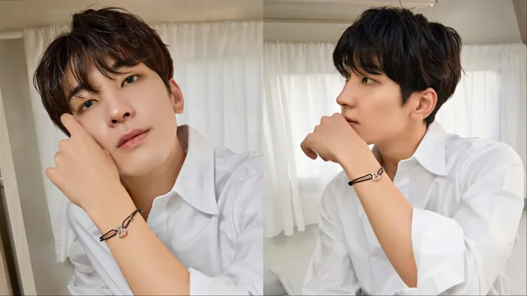 Seventeen成員全圓佑配戴Wulu 18 18K白金手鍊。品牌提供