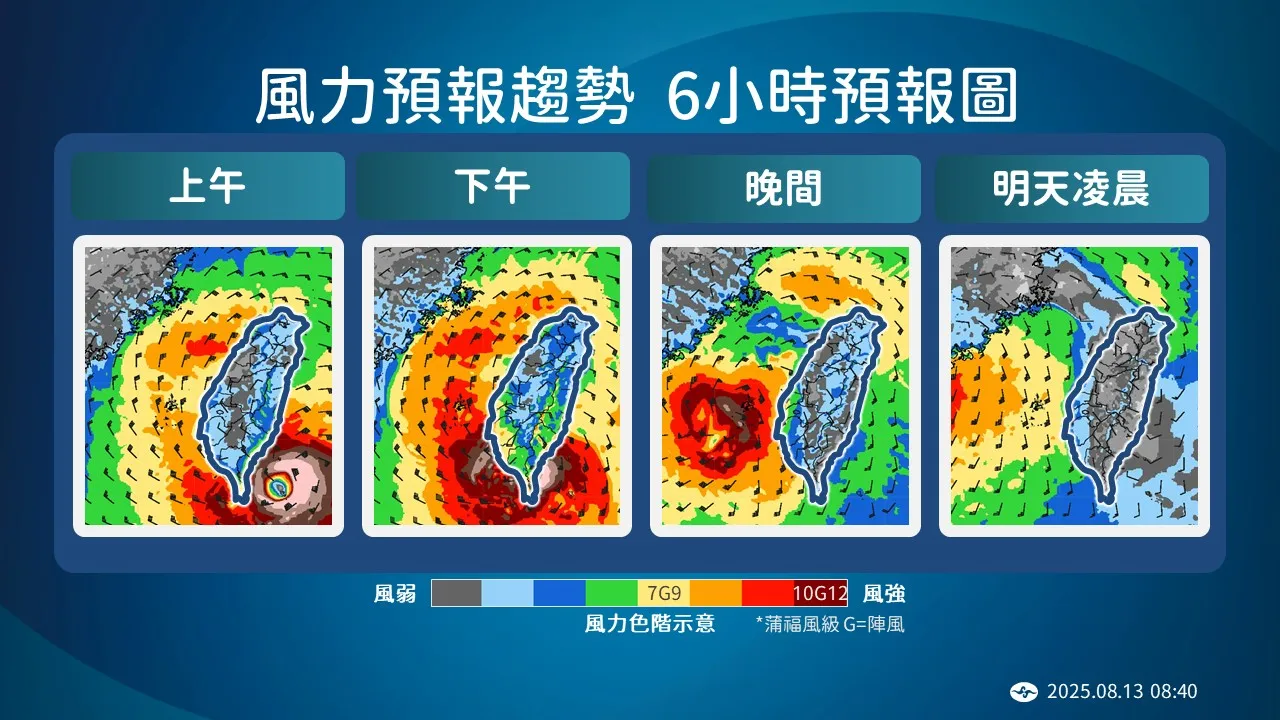 受楊柳颱風影響,全台多地風勢強勁。中央氣象署提供