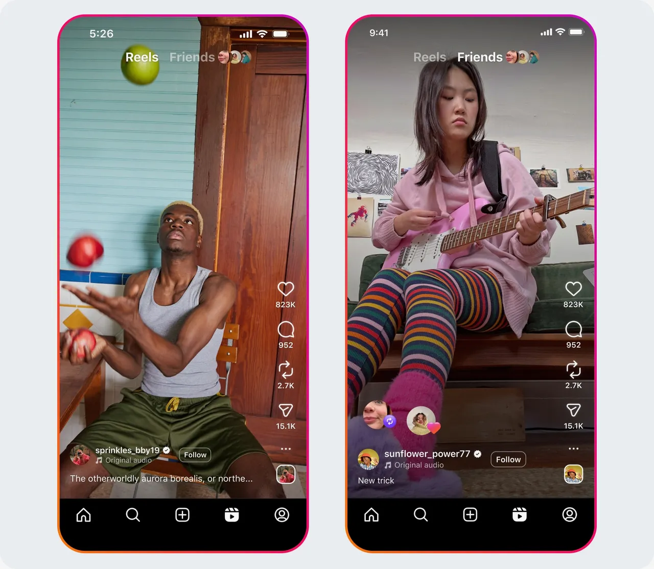 Reels短影音區域加入「Friends」分頁,可在此看到好友曾互動的公開影片內容。IG官網