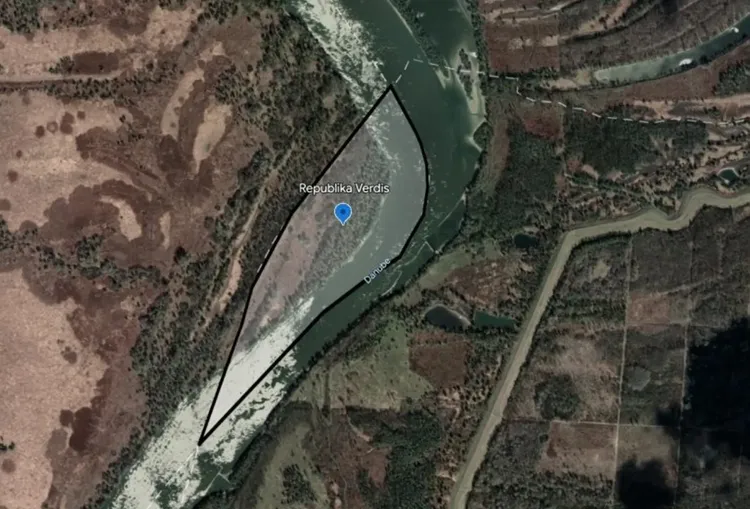 維迪斯自由共和國（藍點處）位於克羅埃西亞與塞爾維亞之間的爭議領土。翻攝NY Post