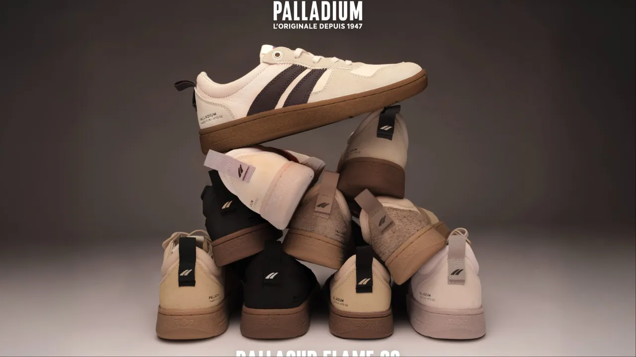 PALLADIUM推出奶茶配色的復古薄底鞋。品牌提供