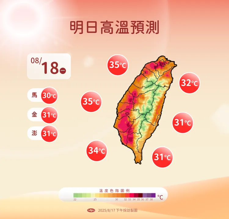 明日高溫恐突破37℃。氣象署提供