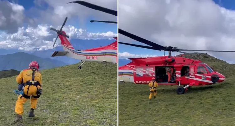 空勤直升機找到陳姓祖孫及詹姓女山友等3人，但陳翁及詹女因失溫送醫不治。翻攝畫面