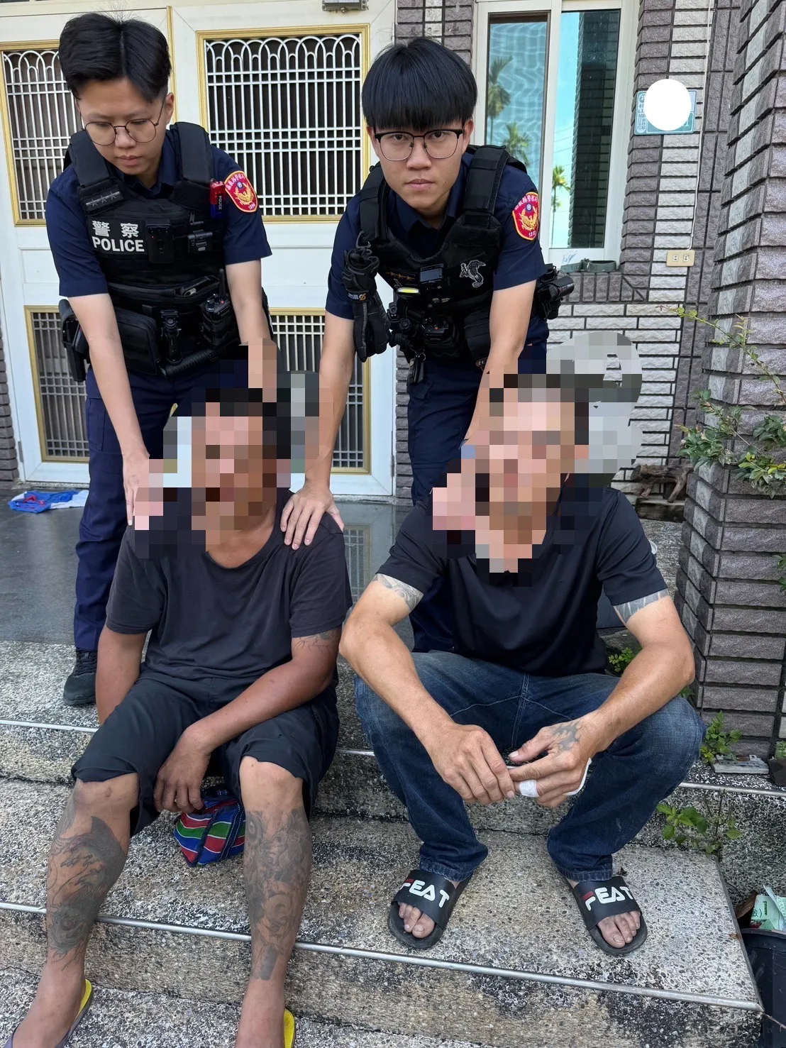 警方25日逮捕偷挖竹笋又伤人的2嫌。翻摄画面