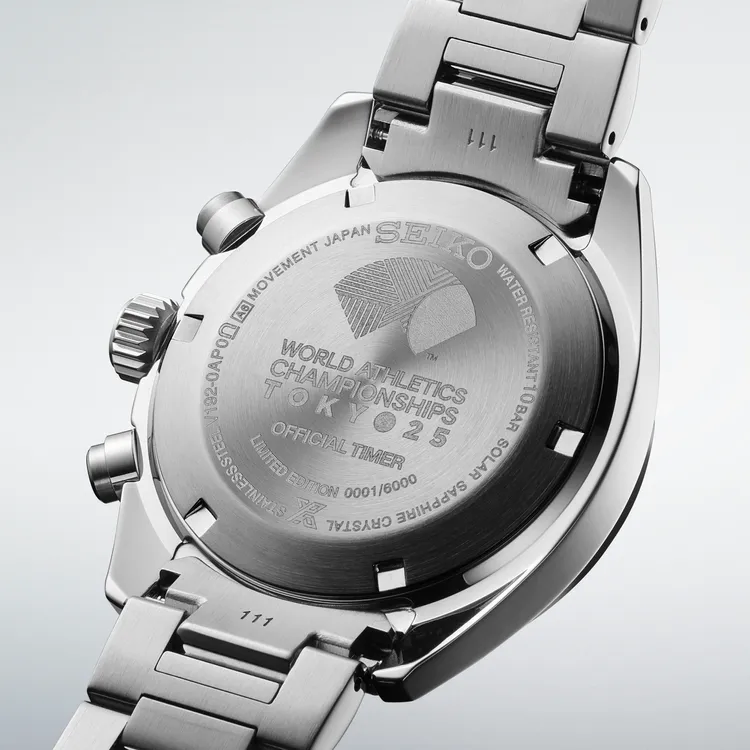 錶款底蓋鐫刻2025年東京世界田徑錦標賽的官方標誌。品牌提供