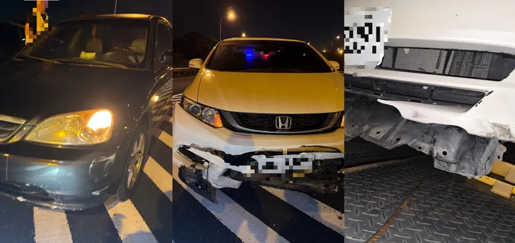 現場造成11部車受損，還有2名駕駛輕傷送醫。民眾提供