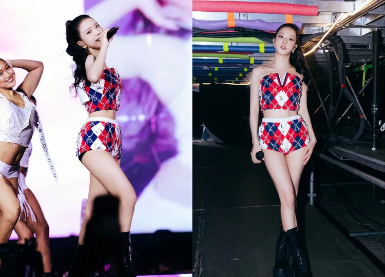 馬甲式連身衣以招牌紅、白、藍菱格呈現，並帶來更加火辣的新風格。品牌提供