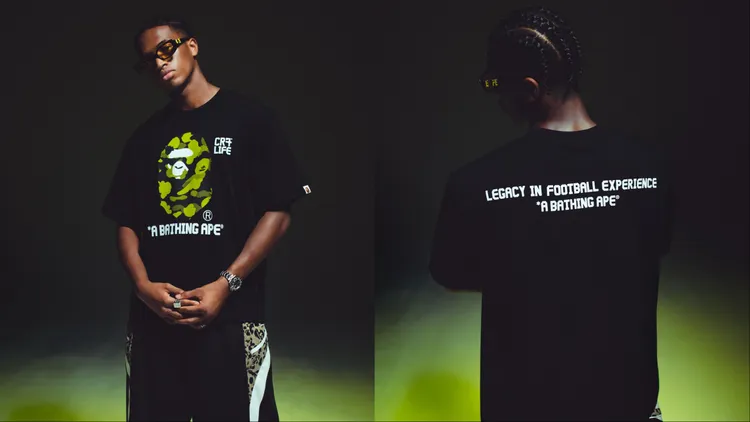 將草綠色的REFLECTION CAMO迷彩融入其中，與黑白底色形成鮮明對比。品牌提供