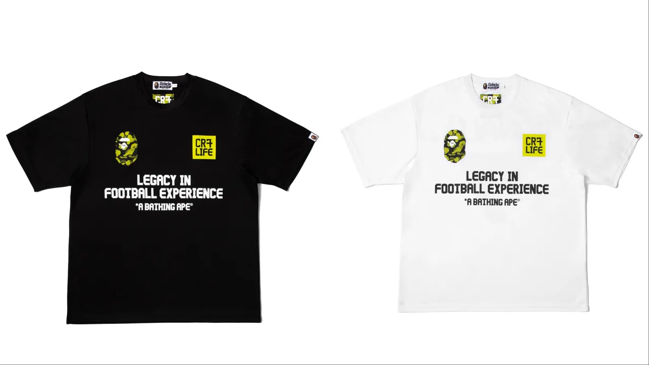 BAPE® X CR7 MULTI LOGO JERSEY短袖T恤,各4799元。品牌提供