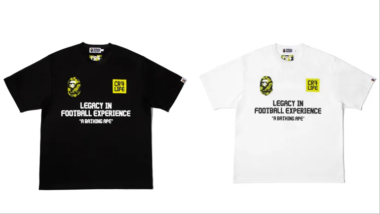 BAPE® X CR7 MULTI LOGO JERSEY短袖T恤，各4799元。品牌提供