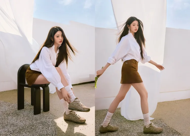 張員瑛搶先演繹新登場的204L鞋款。翻攝張員瑛IG