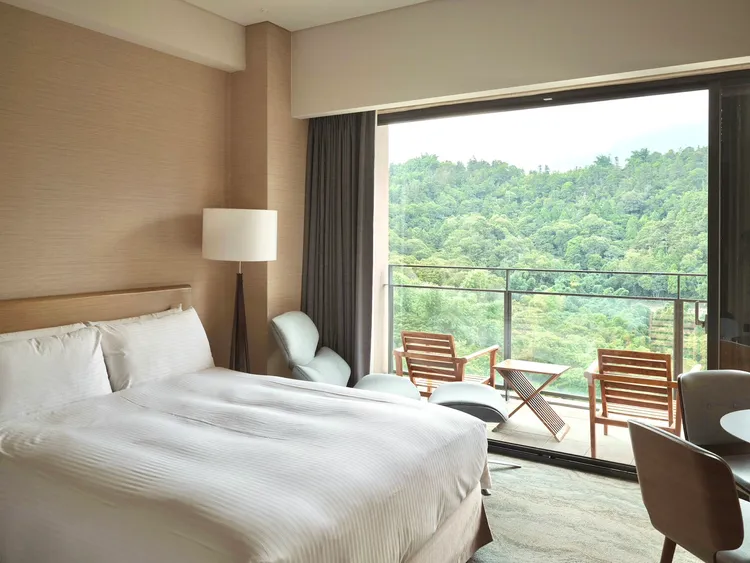 飯店聯票「搭高鐵．住雲品」專案，可入住雲品溫泉酒店經典山景房。高鐵提供