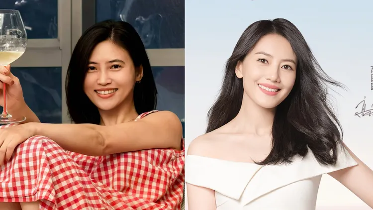 馬景濤女友Jane（左）和高圓圓有幾分相似。翻攝邊牧波泥小pony微博、高圓圓微博