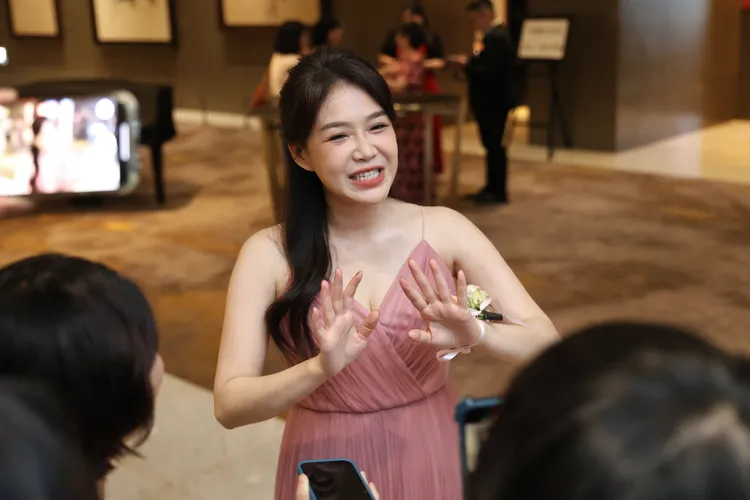 李佳豫久未與媒體見面，略顯緊張。彭欣偉攝