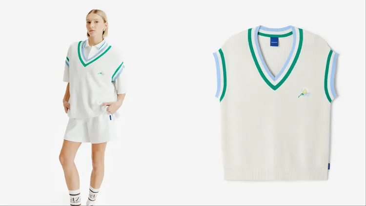 迪卡儂「Late Bloomers」系列無袖針織V領背心，1249元。品牌提供