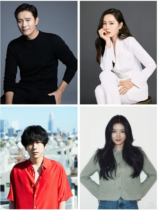 李秉憲（上排左）、孫藝真、二宮和也（下排右）、金裕貞將在「Actors' House」講座分享演戲經驗。BIFF提供