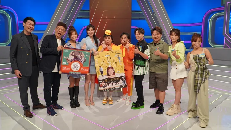 林逸欣（左四）帶隊比拚台語，對上「全球巨星」陳孟賢（右四）。公視台語台提供