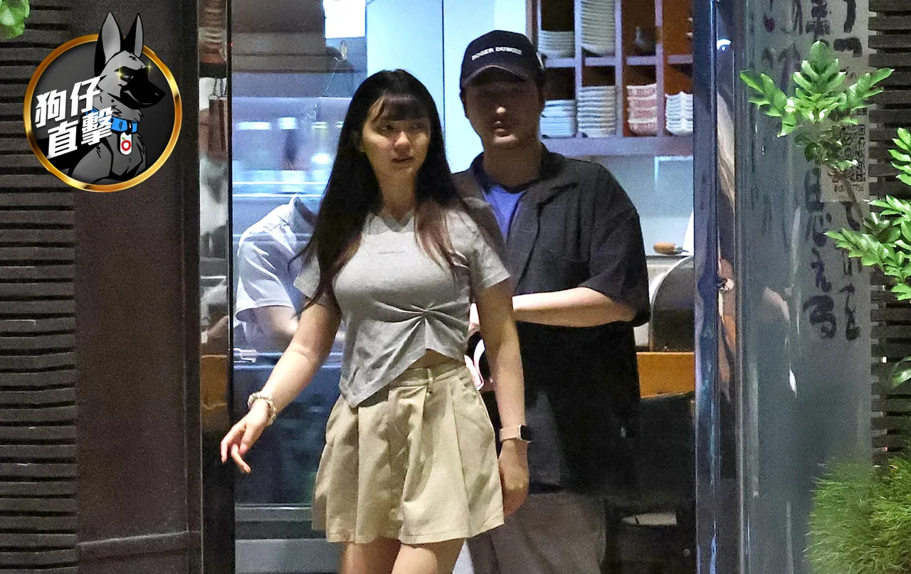 鹿希派(右)和「初恋系校花」女友卢鼎惠,约会吃日料。特勤中心摄
