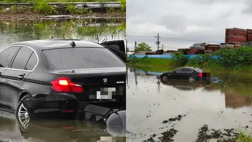 演「玩命關頭」?掛註銷車牌BMW跑給紅斑馬追 下一秒失控衝水田人跑了