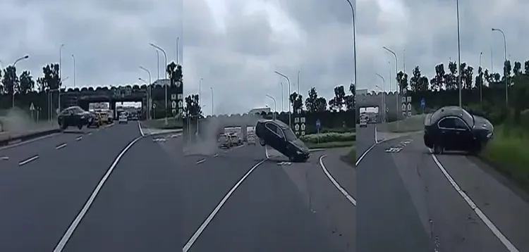 網友Eric行車記錄器剛好拍下過程，上傳社群平台引發關注。取自《Threads》