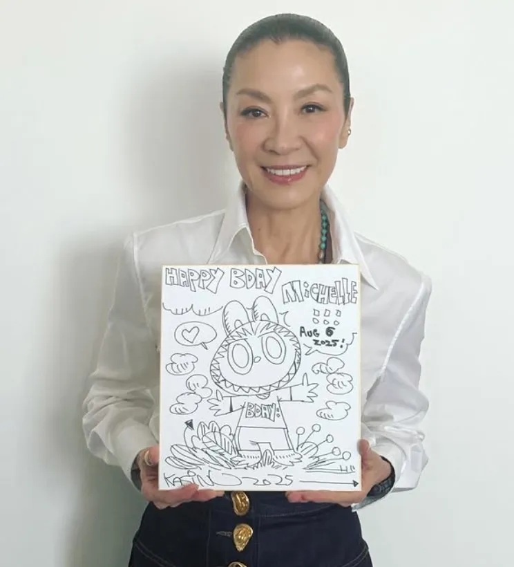 楊紫瓊收到龍家亨手繪Labubu慶生卡。翻攝楊紫瓊IG