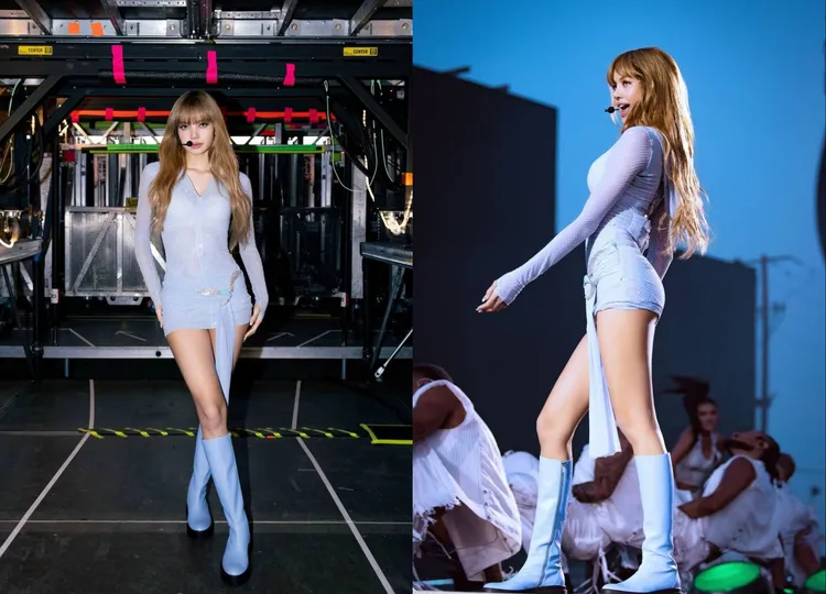 Jimmy Choo也為了Lisa打造1雙天藍色長靴。翻攝Jimmy Choo IG