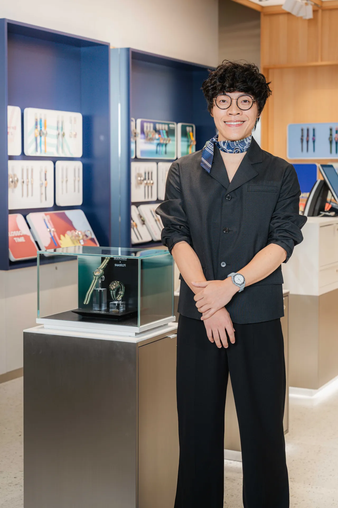盧廣仲今日出席Swatch台北101概念店回歸開幕活動。品牌提供