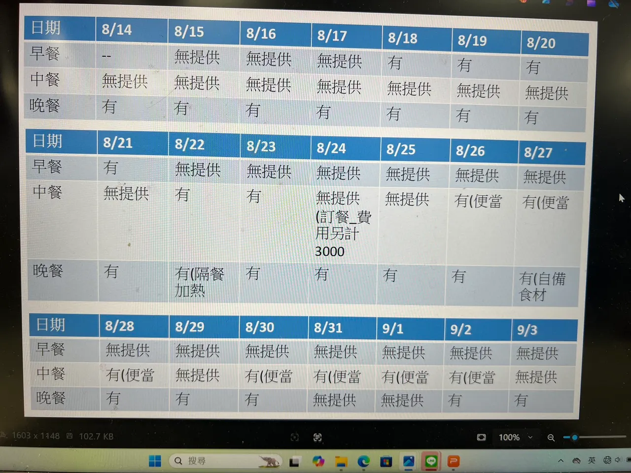 沈先生出示月子餐餐表,並投訴消保官,對方卻不出席「擺爛」。讀者提供