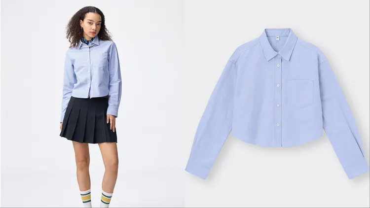 GU女裝牛津短版襯衫，優惠價690元。品牌提供
