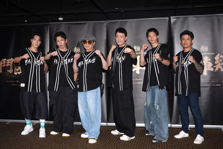 唐振剛（左起）、黃尚禾、高捷、王識賢、黃冠智和張再興出席《角頭－鬥陣欸》記者會。攝影中心攝