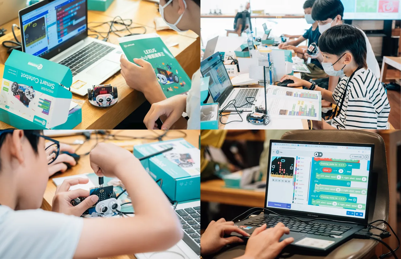 打开Lexus专属教材,学员一步步探索micro:bit,沉浸在STEAM的实作体验中。业者提供